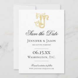 Reserve A Data JJ Monograma JJ Crest Casamento EDITÁVEL