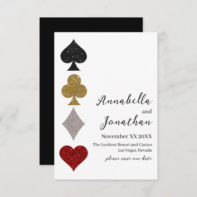 Reserve A Data Jogo de Cartas Brilhante Casamento no Cassino Las  (Frente/Verso)