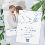 Reserve A Data Kennebunkport Maine Mapa Elegante código QR Casame<br><div class="desc">Este elegante Save the Date de Kennebunkport é perfeito para o seu casamento na costa sul do Maine. Você pode mover o coração sobre a cidade onde irá se casar e também alterar a cor do coração! O melhor de tudo é que pode personalizá-lo com uma foto e código QR...</div>