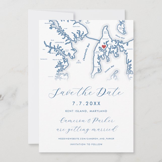 Reserve A Data Kent Island Map Blue Photo Marinho (Frente)