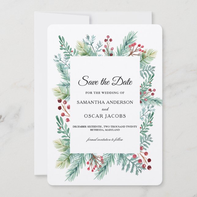 Reserve A Data Krfat Folha de Inverno Quadro Verde Salve A Data (Frente)