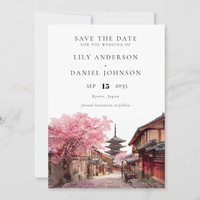 Reserve A Data Kyoto Japan Watercolor Elegant Wedding (Frente)
