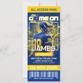Reserve A Data LA Football Ticket Birthday Invitation