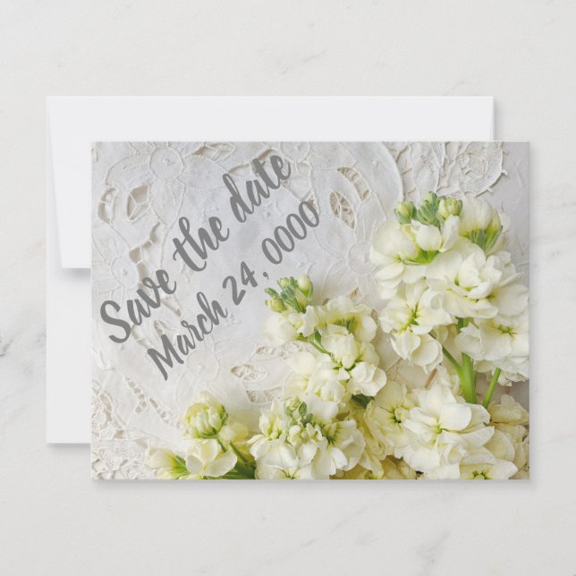 Reserve A Data Lace antigo com flores brancas (Frente)