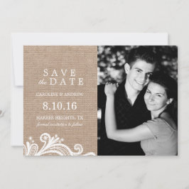 Reserve A Data Lace e Burlap Photo Salvar Data