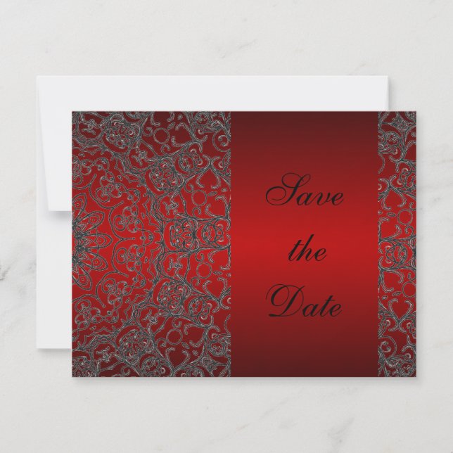 Reserve A Data Lace Moderno Elegante Vermelho Profundo Salve a Da (Frente)