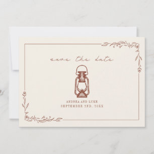 Reserve A Data Lâmpada de Terracota Rústica Vintage Salve o Casam