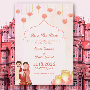 Reserve A Data Lâmpadas Elegantes de Lótus Rosa Pêssego Casamento