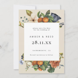 Reserve A Data Laranja Summer Floral Boho Botânico