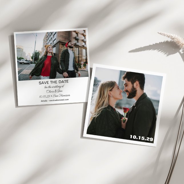 Reserve A Data Large Photo Modern Square Minimalist Wedding (Criador carregado)