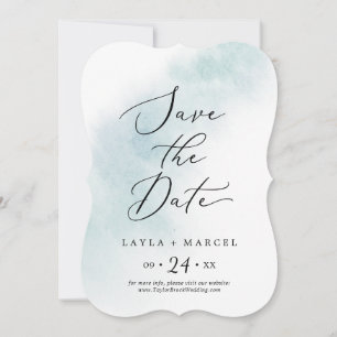 Reserve A Data Lavagem de Aquarela Casamento Azul