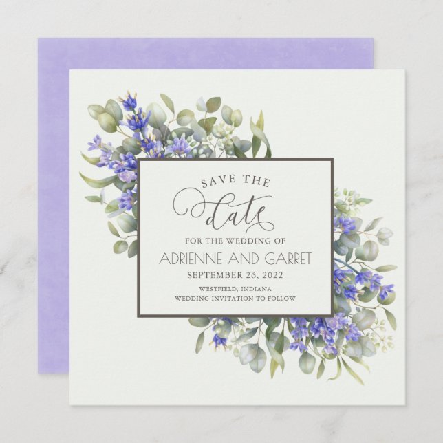 Reserve A Data Lavanda Com Eucalyptus Wedding (Frente/Verso)