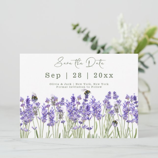 Reserve A Data Lavanda De Boho De Aquarela Salve A Placa De Data (Em pé/Frente)