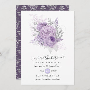 Reserve A Data Lavanda e Casamento Floral de Prata