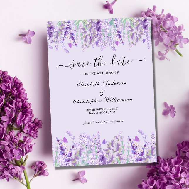 Reserve A Data Lavanda Greenerescência Floral Aquarela Formal Ele (Criador carregado)