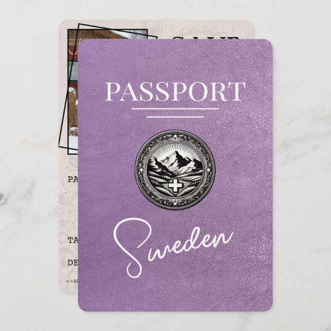Reserve A Data Lavanda Passaporte De Suecia Roxo Salvar A Data (Frente/Verso)