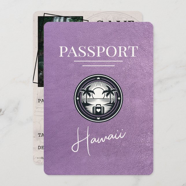 Reserve A Data Lavanda Purple Hawaii Passport Salvar Data (Frente/Verso)