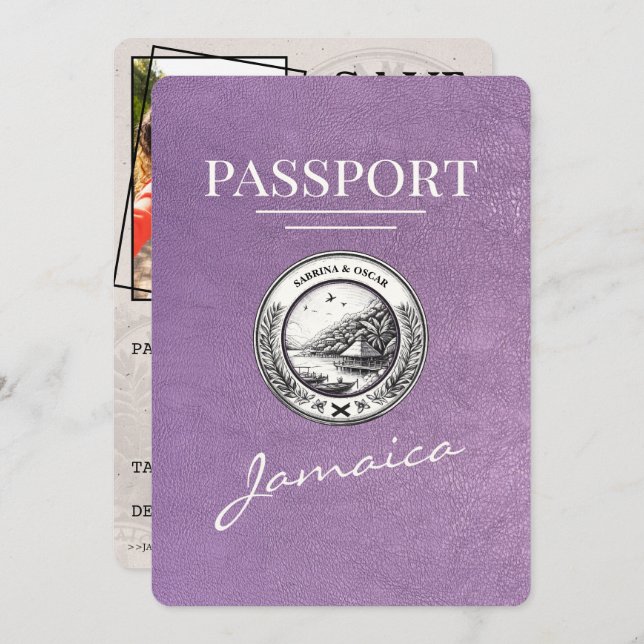 Reserve A Data Lavanda Purple Jamaica Passport Salvar Data (Frente/Verso)