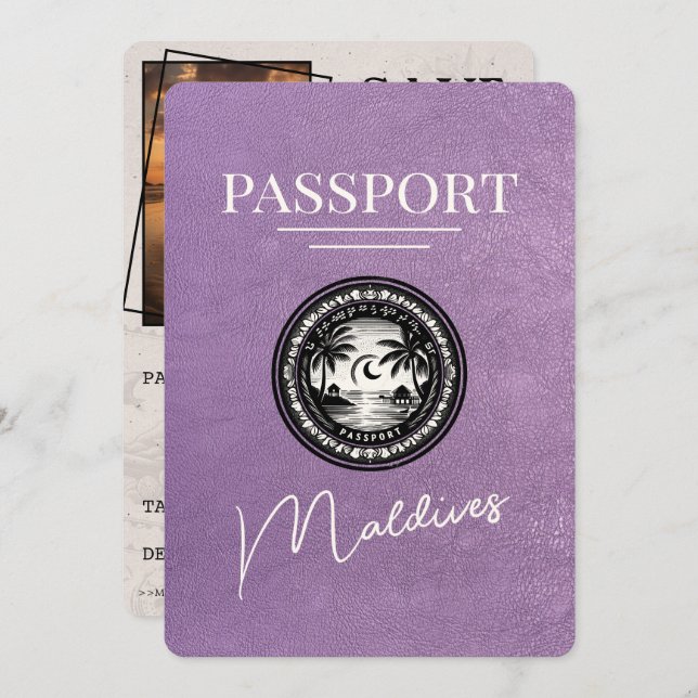 Reserve A Data Lavanda Purple Maldives Passport Salvar Data (Frente/Verso)