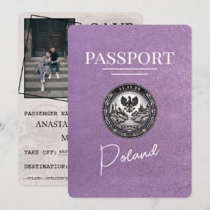 Reserve A Data Lavanda Roxo Passaporte Do Polônia Salvar A Data