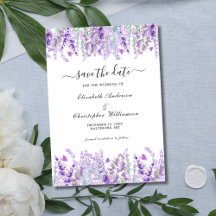 Lavanda Verde Flores Botânico Casamento Elegante