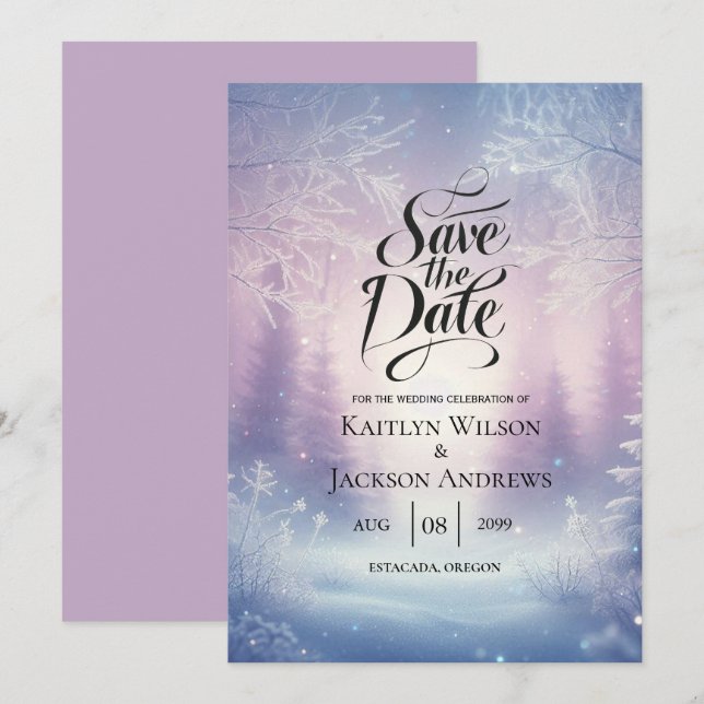 Reserve A Data Lavanda Winter Snowfall Serenade Weding (Frente/Verso)