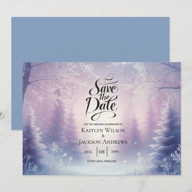 Reserve A Data Lavanda Winter Snowfall Serenade Weding (Frente/Verso)