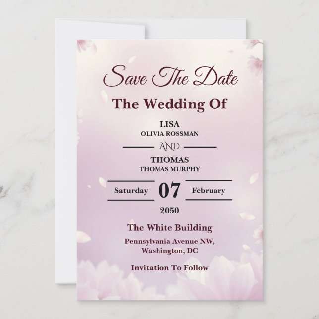 Reserve A Data Lavender Blush Dreamy Wedding Save The Date (Frente)