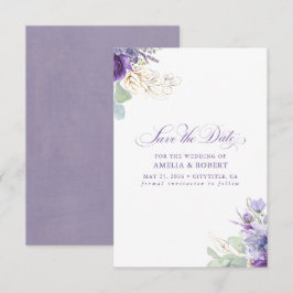 Reserve A Data Lavender Purple Botanical Elegant Save the Date