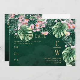 Reserve A Data LeahG Tropical Verde Rosa Botânica Casamento