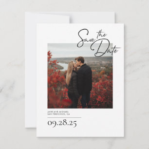 Reserve A Data Legant Modern White Save the Date Photo