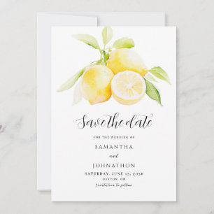 Reserve A Data Lemon Citrus Watercolor Casamento Salva A Data
