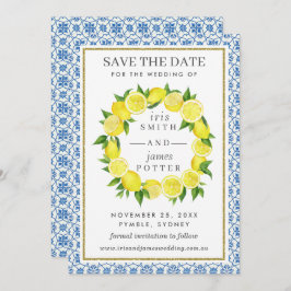 Reserve A Data Lemon Foliage Mediterranean Save The Date Card