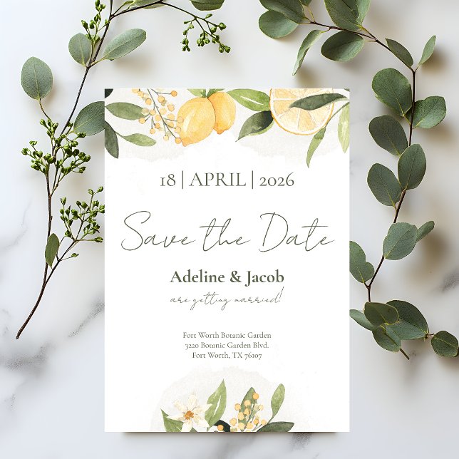 Reserve A Data Lemon Kissed Save the Date Card (Criador carregado)