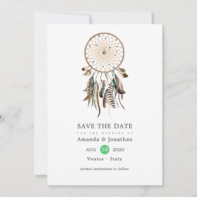 Reserve A Data Lenda indiana Casamento Boho Tribal (Frente)