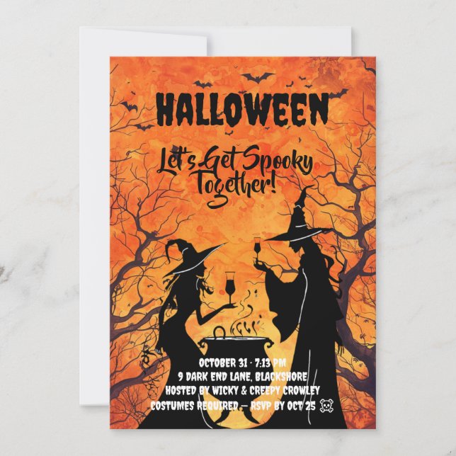 Reserve A Data Let’s Get Spooky – Orange Halloween Invite (Frente)