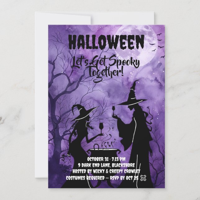 Reserve A Data Let’s Get Spooky – Purple Halloween Invite (Frente)