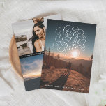 Reserve A Data Lettering Heart Photo<br><div class="desc">A inscrição original da mão acentuou-se com corações sobre a foto de sangria de cheio. Opção para mais duas fotos no verso ou personalize e edite conforme desejado.</div>