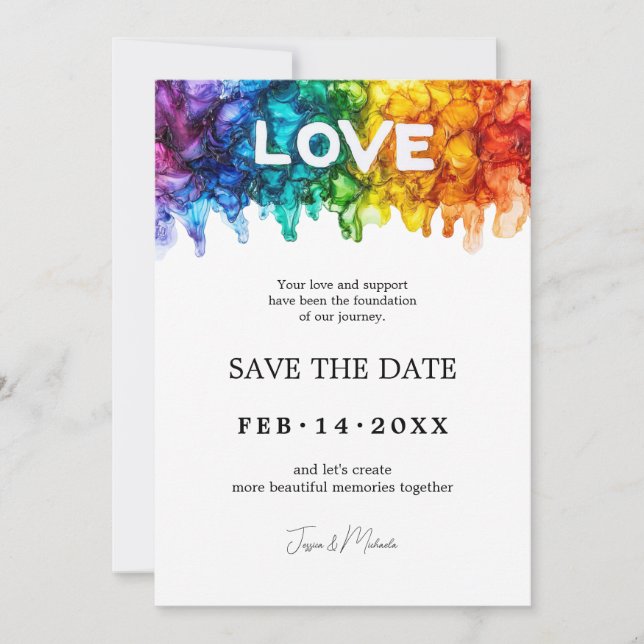 Reserve A Data 🌈 🐦 LGBTQ Pintado com Casamento de Amor (Frente)