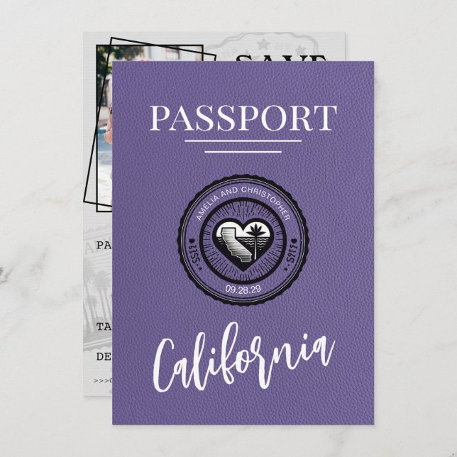 Reserve A Data Lilac California Passport Salvar a Data (Frente/Verso)