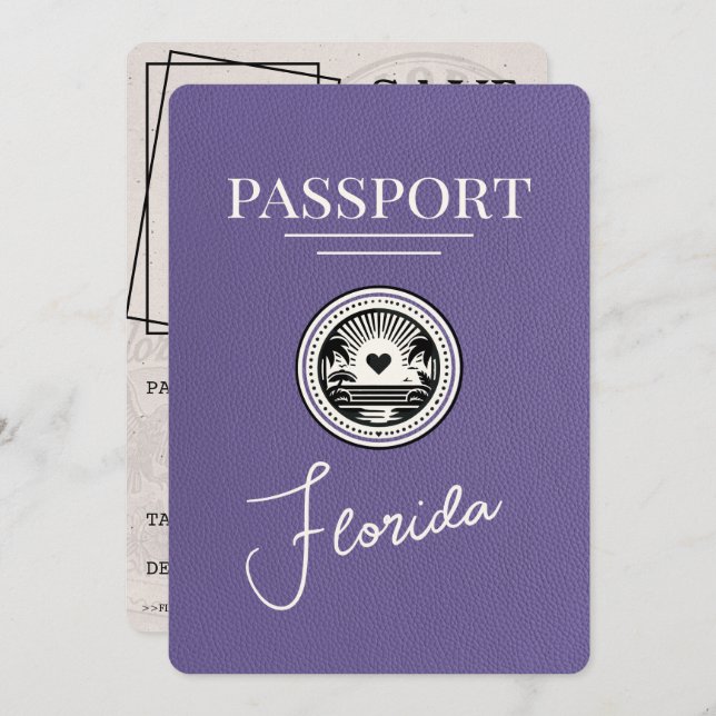 Reserve A Data Lilac Florida Passport Salvar a Data (Frente/Verso)