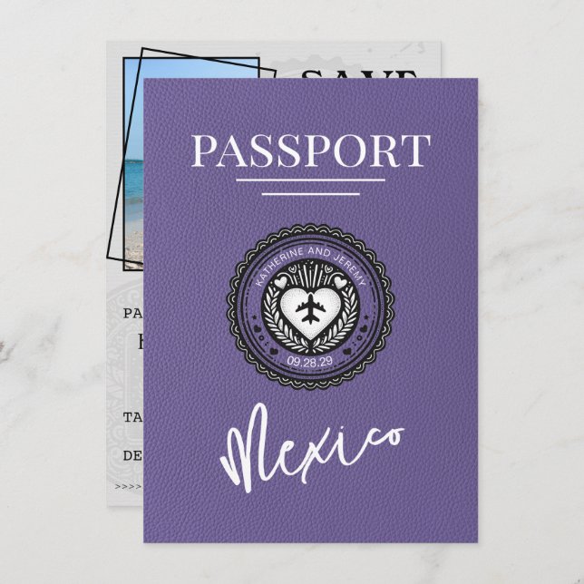 Reserve A Data Lilac Mexico Passport Salvar a Data (Frente/Verso)