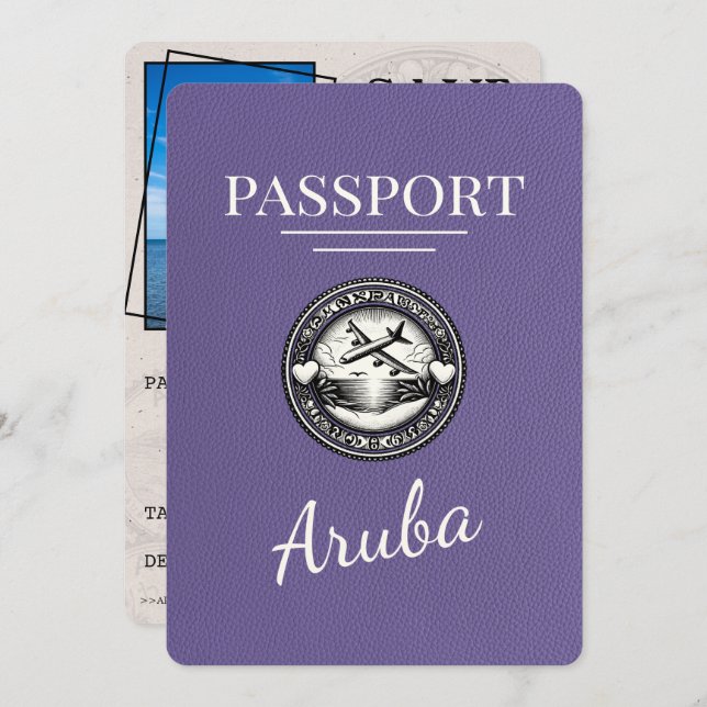 Reserve A Data Lilac Purple Aruba Passport Salvar Data (Frente/Verso)