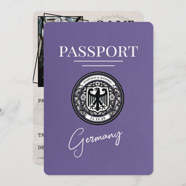 Reserve A Data Lilac Purple Germany Passaporte Exceto Data (Frente/Verso)