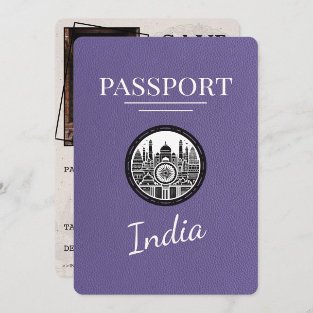 Reserve A Data Lilac Purple India Passport Salvar Data (Frente/Verso)