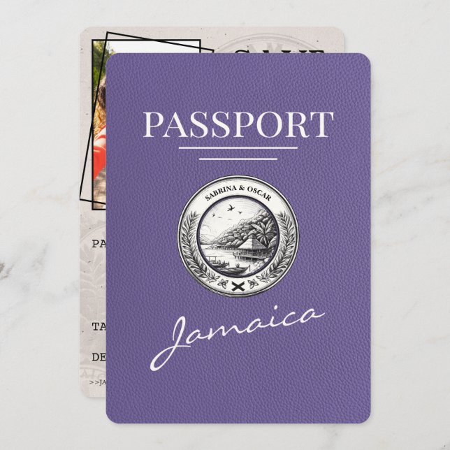 Reserve A Data Lilac Purple Jamaica Passport Salvar Data (Frente/Verso)