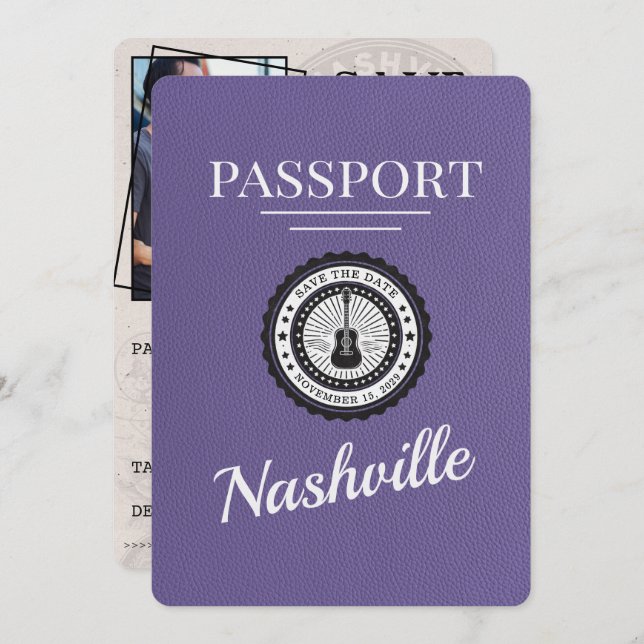 Reserve A Data Lilac Purple Nashville Passaporte Salvar A Data (Frente/Verso)