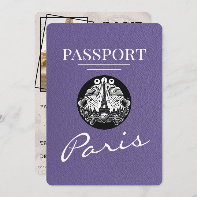 Reserve A Data Lilac Purple Paris Passaporte Exceto Data (Frente/Verso)