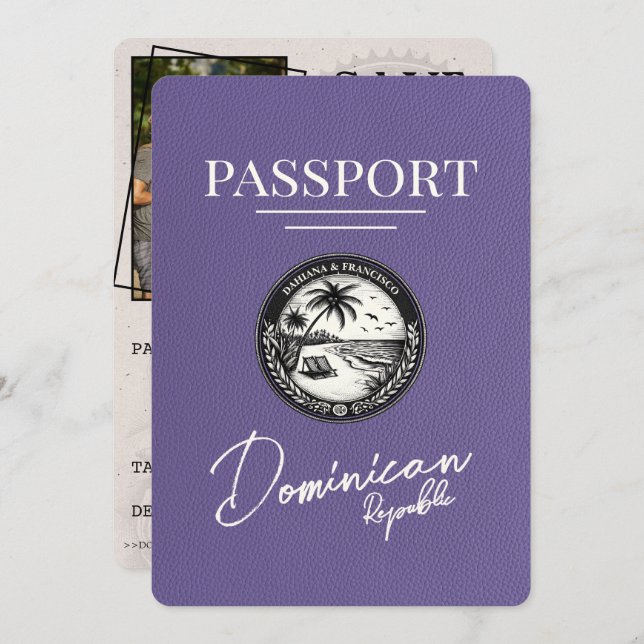 Reserve A Data Lilac Purple República Dominicana Passaporte (Frente/Verso)
