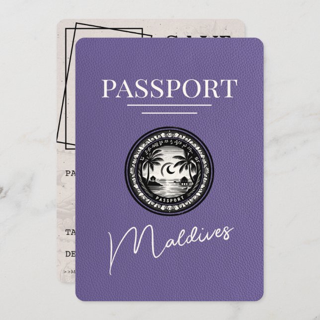 Reserve A Data Lilac Roxo Maldives Passaporte Salvar Data (Frente/Verso)